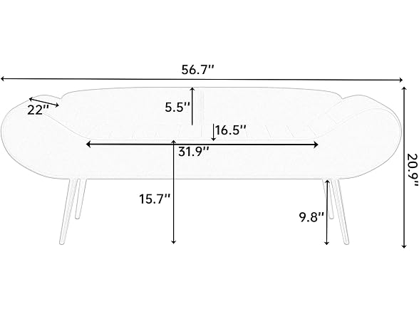 SPOFLYINN 57in Sofa Bench 400lbs Green