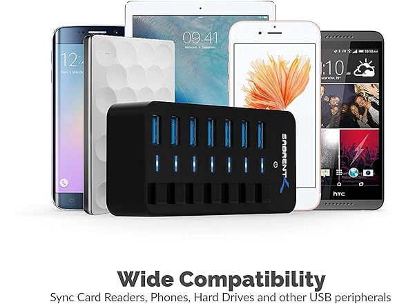SABRENT 7-Port USB 3.0 Hub 36W w/ Switches