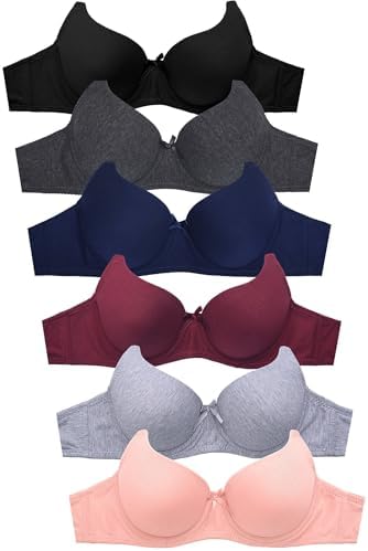 Mamia UNI-BR4207P-34B 34B 6Pk Womens Basic Plain Bra