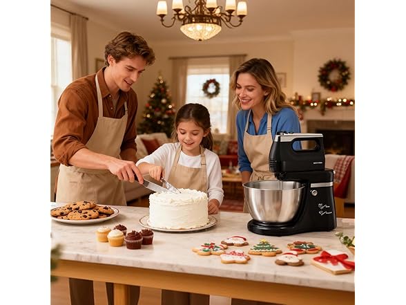 Stand Mixer Electric Kitchen Mixer, 4.8 QT Auto-Rotating Bowl & Beater Tilt-Head 2-IN-1 Standing Hand Mixer, 250 Watt 5-Speed with Turbo Boost Household Mixer with Beaters & Dough Hooks for Baking (Open Box)