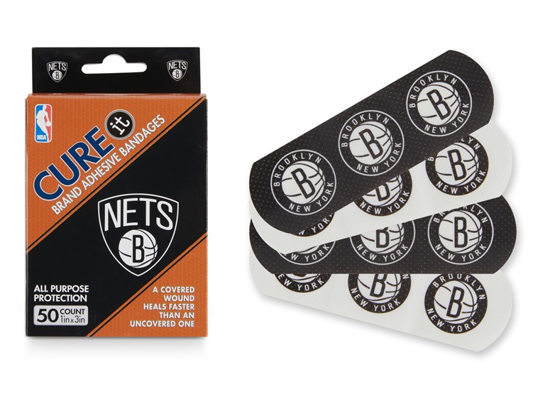 CURE IT  TRX-NBA-BKNE 10-Pack / 500ct 500ct NBA Team Adhesive Bandages  Brooklyn Nets