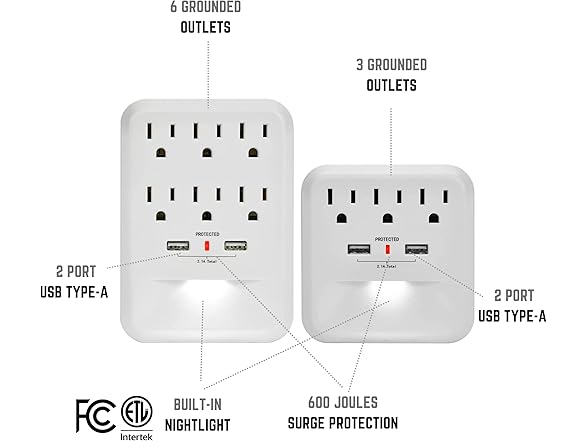 Clear Power Combo: 2-Outlet Travel Tap
