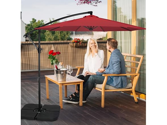 HealSmart 10ft Offset Hanging Patio Umbrella Cantilever