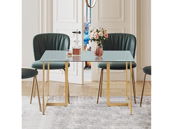 FurnitureR Tempered Glass Dining 47" Dinner Table
