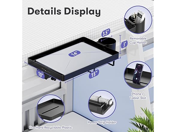 AUZONIMICS Bedside Table Shelf