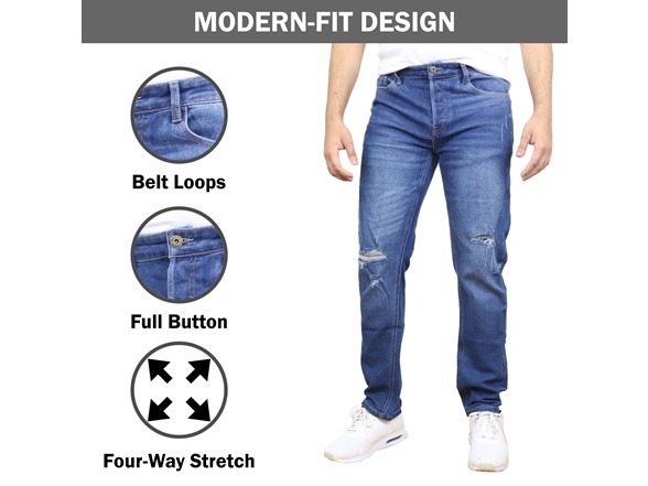 2Pk Asst Mens Stretch Ripped Jeans