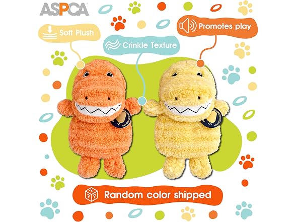 ASPCA Teddy Stripe Fabric Dino and T-Rex Toys