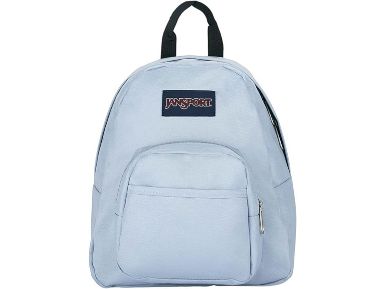 JanSport Half Pint Mini Backpack, 10.2 L - Durable Mini Bag Purse with Adjustable Shoulder Straps, Single Main Compartment, Zippered Stash Pocket, Blue Dusk