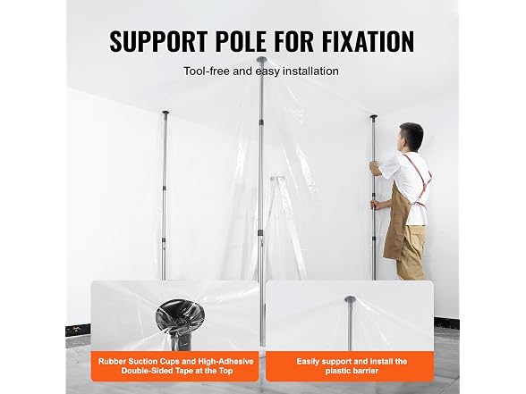 Dust Barrier Poles, Carry Bag, 10 Ft Poles with