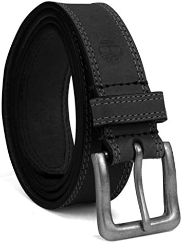 Timberland Men's Big and Tall Classic Leather Jean Belt 1.4 Inches Wide (Big & Tall Available), Black (Stitched), 56