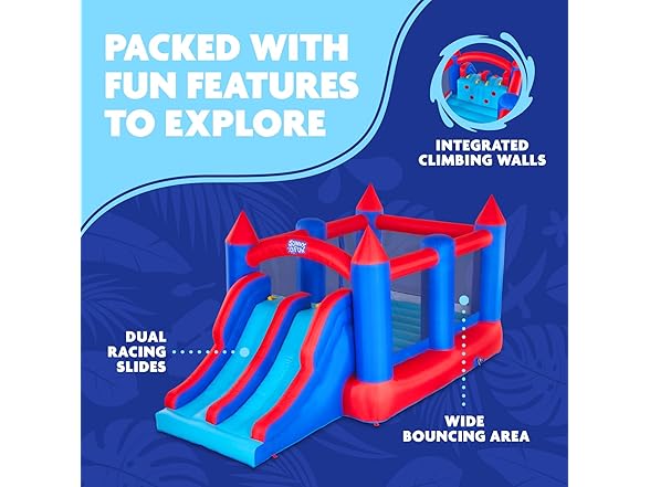 Sunny & Fun Inflatable Bouncy Castle with Dual Slide