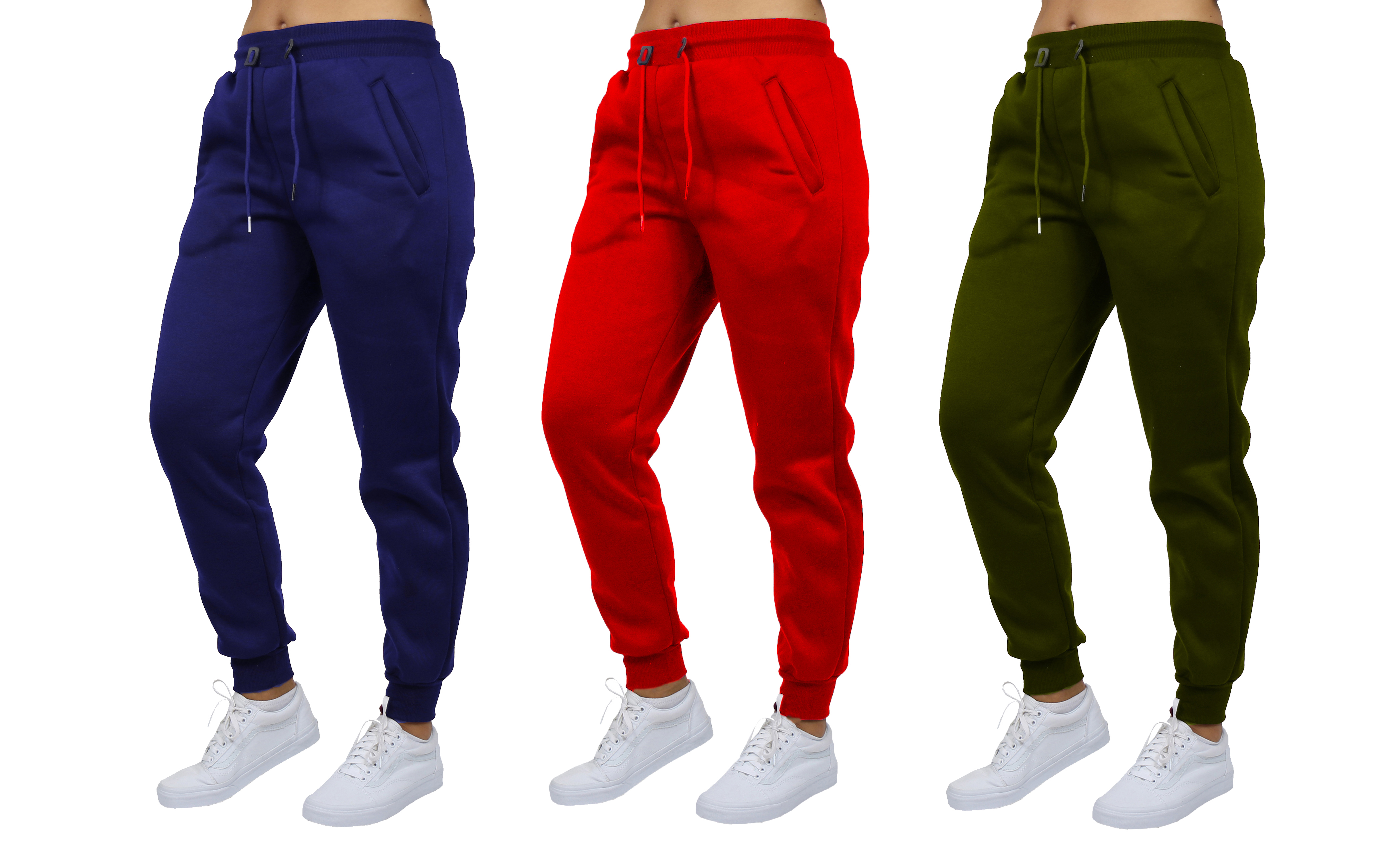 Women's 3PK Loose Fit Fleece Joggers - Gallery 12