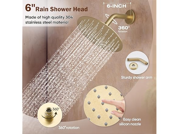 HomGoo Tub Shower Faucet Set 6" Head