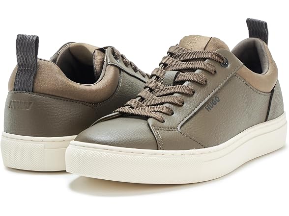 HUGO, Morrie Low Profile Friendly Leather Sneakers, Olive Night, 9