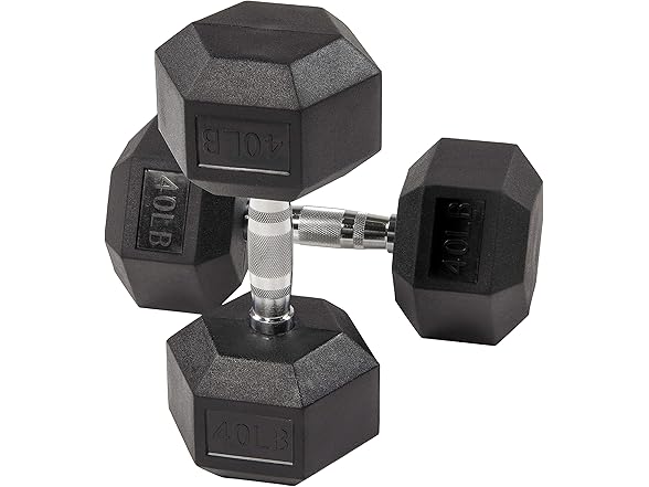 Fitvids 2nd Gen Rubber Coated Dumbbell, 40lbs, Pair