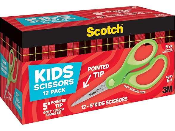 Scotch 5-Inch Soft Touch Pointed Kid Scissors