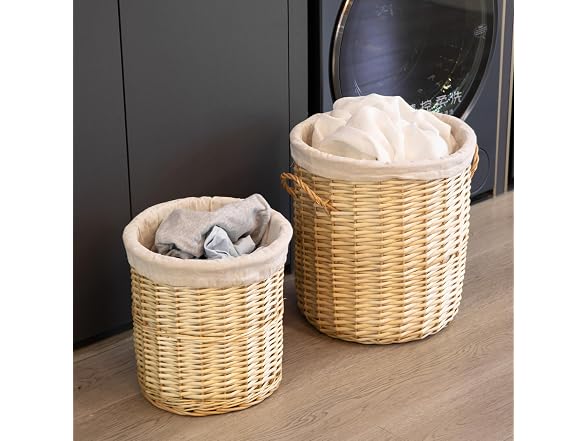 WICKERWISE Wickerwise Set of 2 Round Willow Wicker