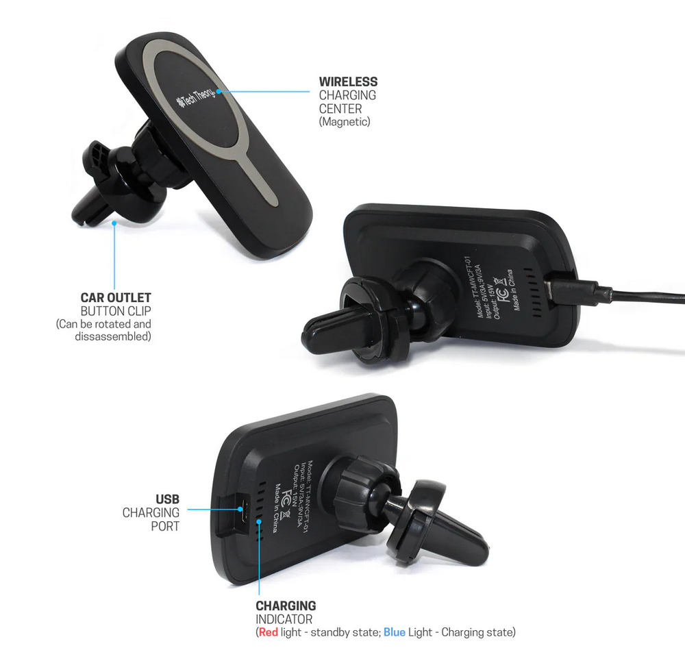Aduro Universal Magnetic Air Vent Wireless Charger - Gallery 6