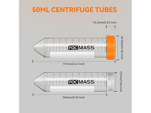 FOCMASS 50ml Conical Centrifuge Tubes
