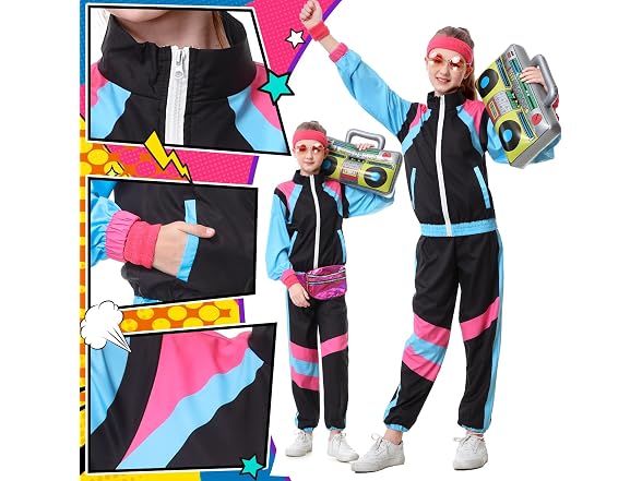 TIMSOPHIA Black 80S Tracksuit for Kids