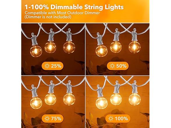 Brightown Outdoor String Lights, 50FT White - Gallery 7