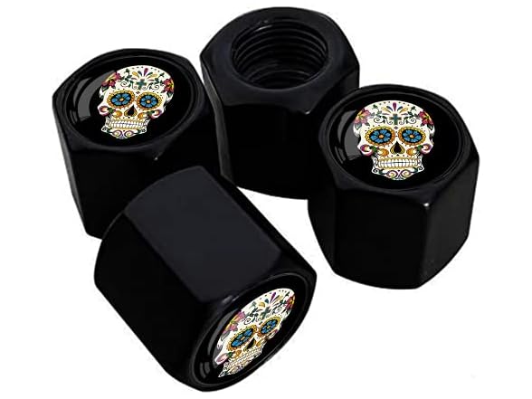 XIAGEANA Metal Car Wheel Tire Valve Stem Caps 4 P