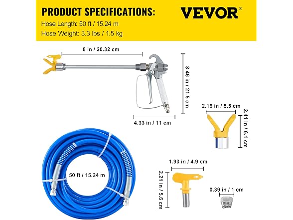 Airless Paint Spray Hose Kit, 50ft 3600 psi High
