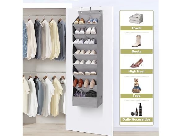 4 Pack Shoe Organizer with 6 XL Pockets and 4 L Pockets