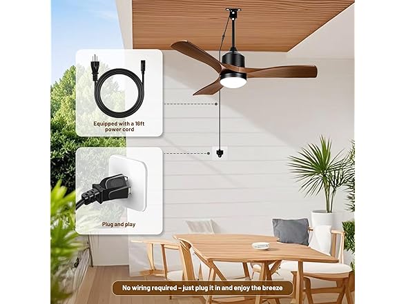 AMZATYI 42 Inch Smart Outdoor Ceiling Fan, Brown