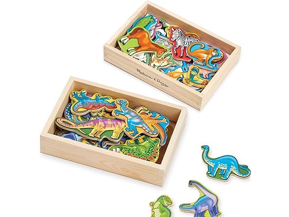 Melissa & Doug Wooden Magnets Set - Animals and Dinosaurs