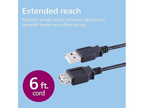 Philips USB-A Extension Cable 6ft