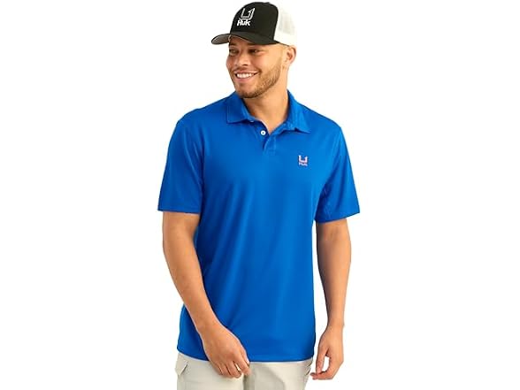 HUK Men's Icon Polo Fishing +50 UPF Shirt (Medium)