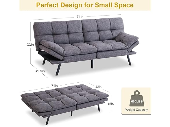 MUUEGM Futon Sofa Bed, Convertible Sofa