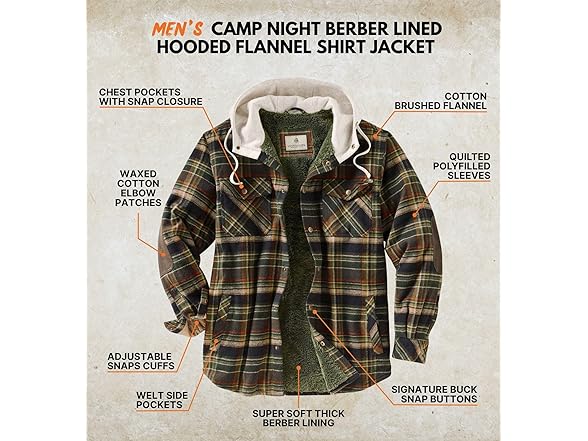 Legendary Whitetails Mens Hooded Shirt Jacket