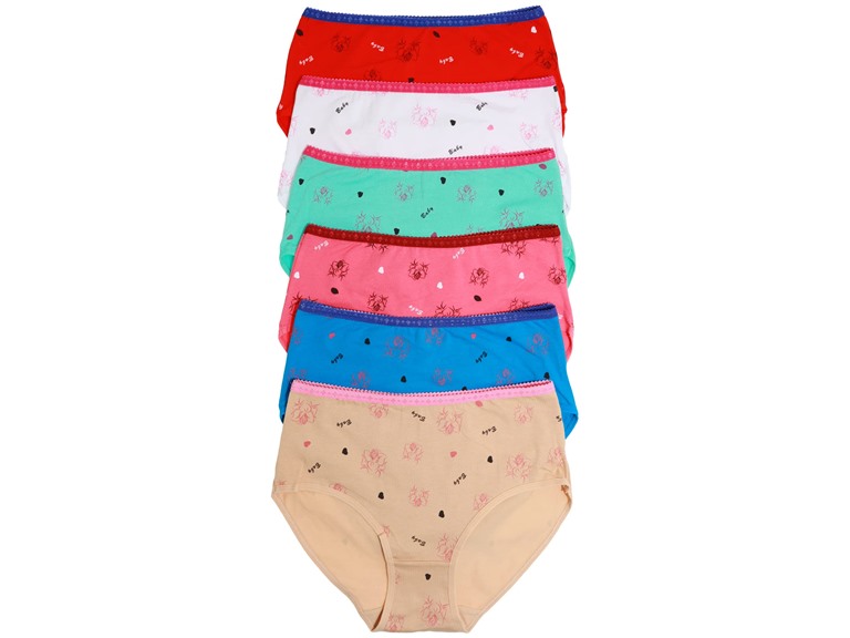 Angelina G6753_ASST_6_US Small (0-2) Angelina Cotton Mid-Rise Briefs Panties with Rose Print Design (6-Pack) Assorted Color (6 Pack)