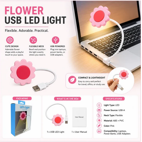 Vivitar Flower USB Light – Decorative LED Bloom Mood Light - Gallery 4