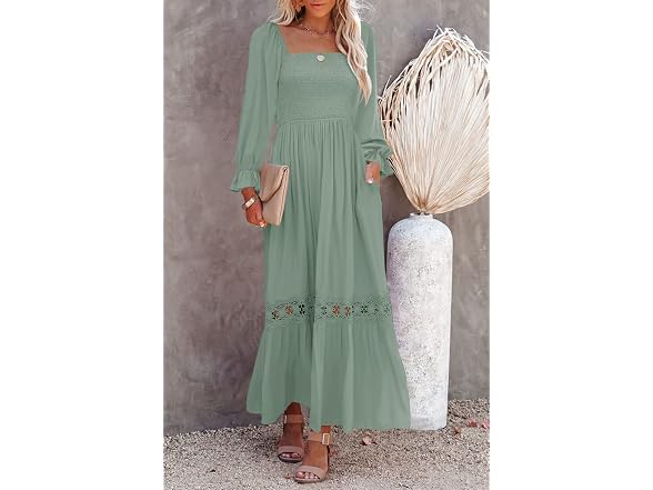 Ferlema Women (S) Casual Long Sleeve Neck Dress