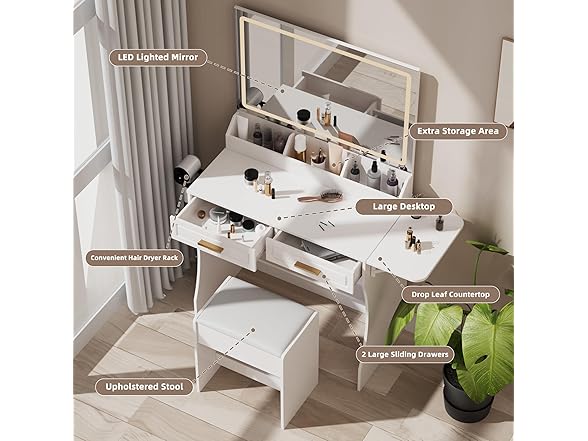 Homesflex Modern White Makeup Vanity Desk
