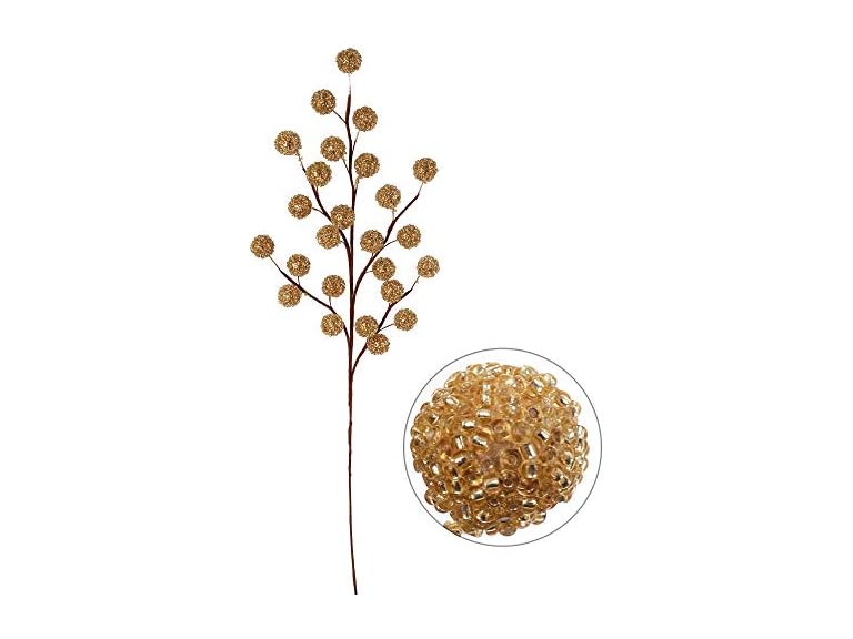 Larksilk 12 Gold Holly Berry Stem Picks - Déco
