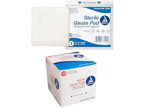 Dynarex Sterile Gauze Pads Box of 100 Pads