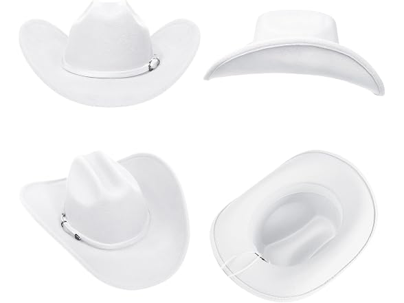 SAJUZEN Wide Brim Cowboy Hat White