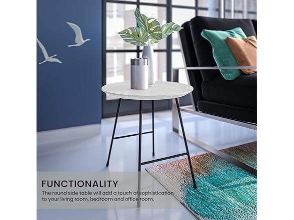 LeisureMod Rossmore Round Side Table