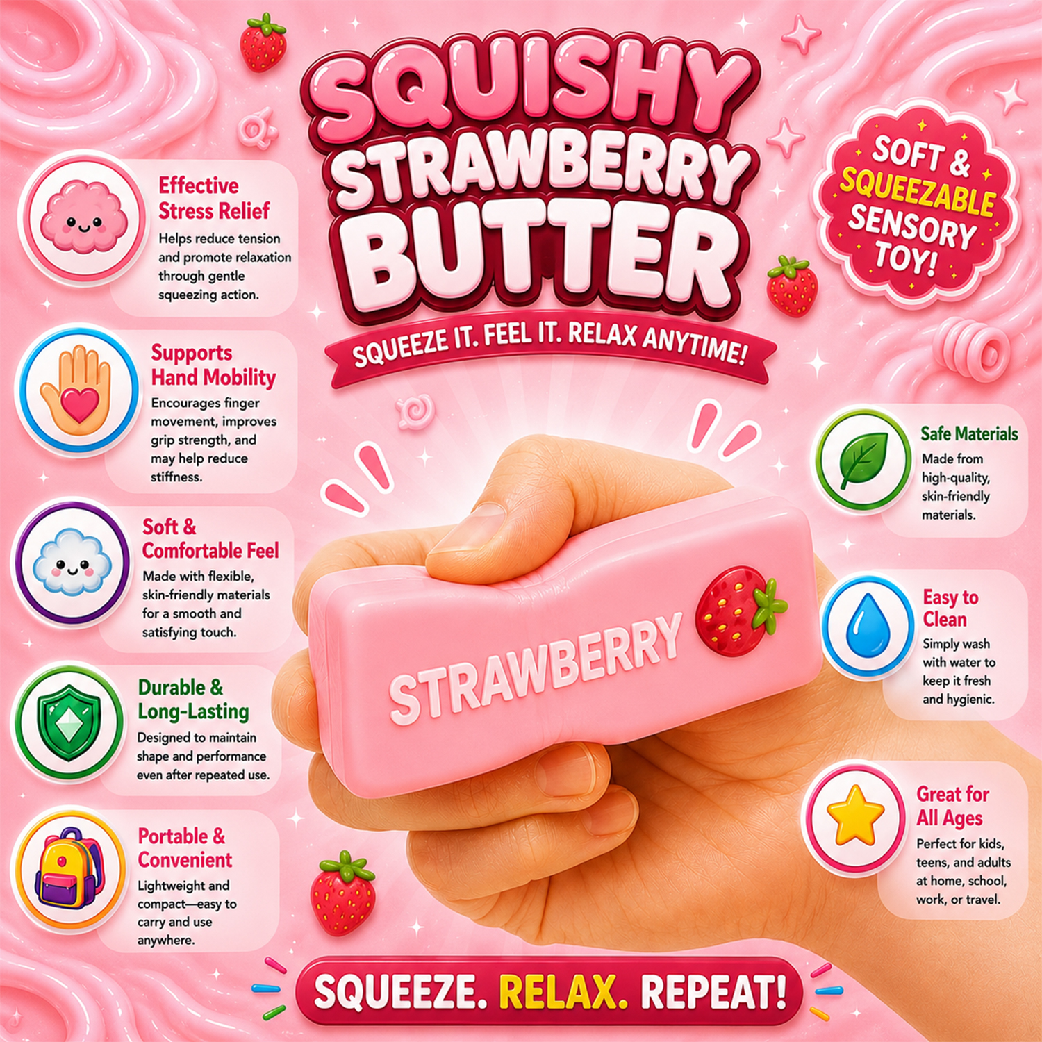 Twilight Squishy Sensory Toys Butter Strawberry - Your Choice - Gallery 14