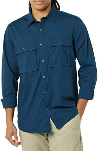 Amazon Essentials Men's Standard-Fit Long-Sleeve Two-Pocket Utility Shirt (Previously Goodthreads), Indigo, X-Small