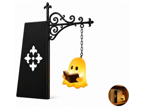 Uhbugoio Ghost Bookshelf Lantern, Reading Ghost