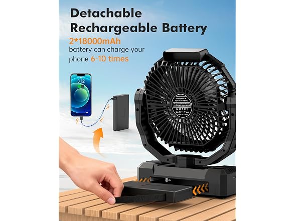 Wavmill 3-in-1 Camping Fan Black