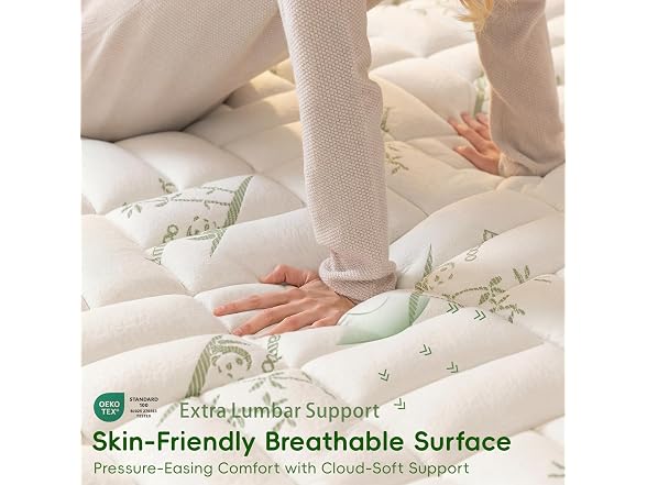 NEWDECO Cooling Bamboo Pillow Top Pad