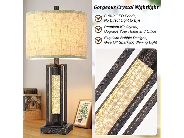 TOBUSA 26" Bronze Retro Farmhouse Table Lamp