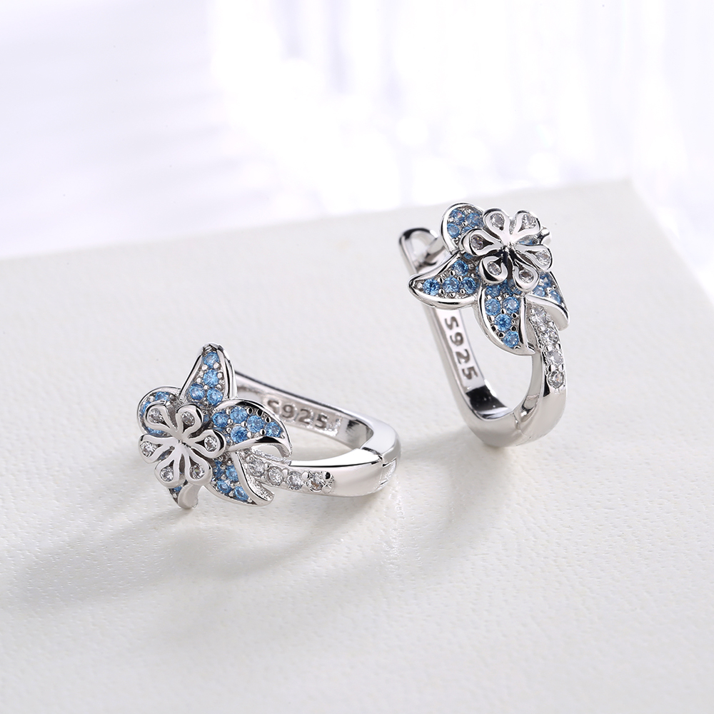 Flower Crystal Huggie Earrings - Gallery 4