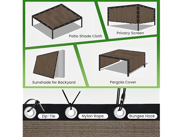 FFKQBH 10 X 10 FT 90% Sun Shade Cloth